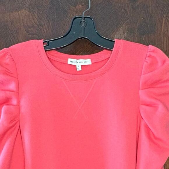 Rebecca Minkoff Janine Puff Sleeve Pullover Sweatshirt Women's S | Fuchsia Pink - Picture 3 of 11